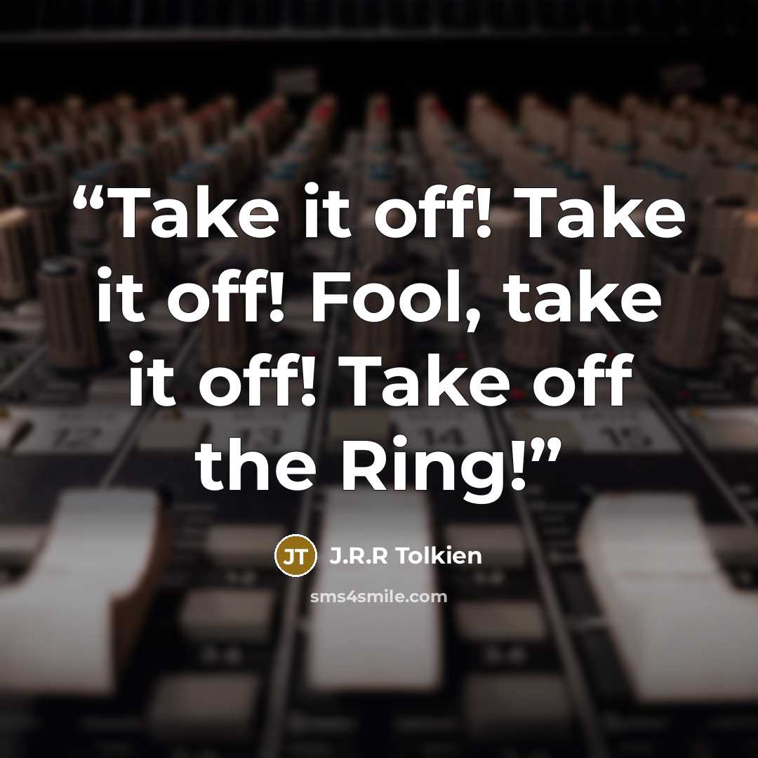 “Take it off! Take it off! Fool, take it off! Take off the Ring!” quote by J.R.R Tolkien