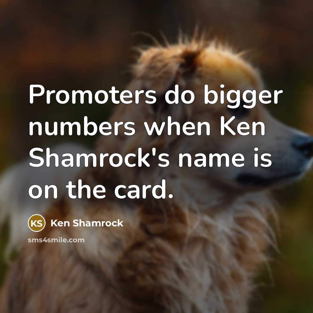 “Promoters do bigger numbers when Ken Shamrock's name is on the card.” quote by Ken Shamrock