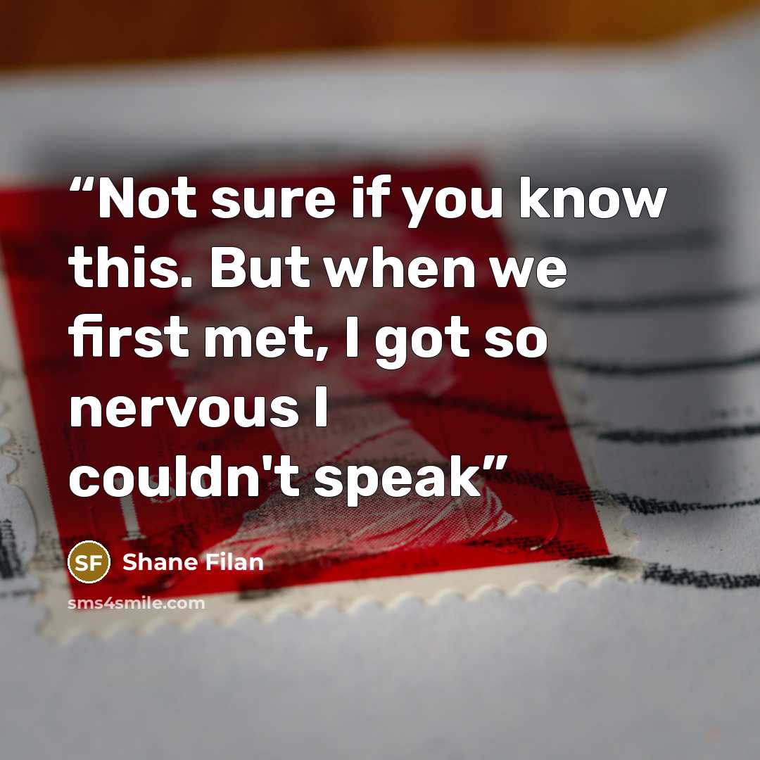 “Not sure if you know this. But when we first met, I got so nervous I couldn't speak” quote by Shane Filan