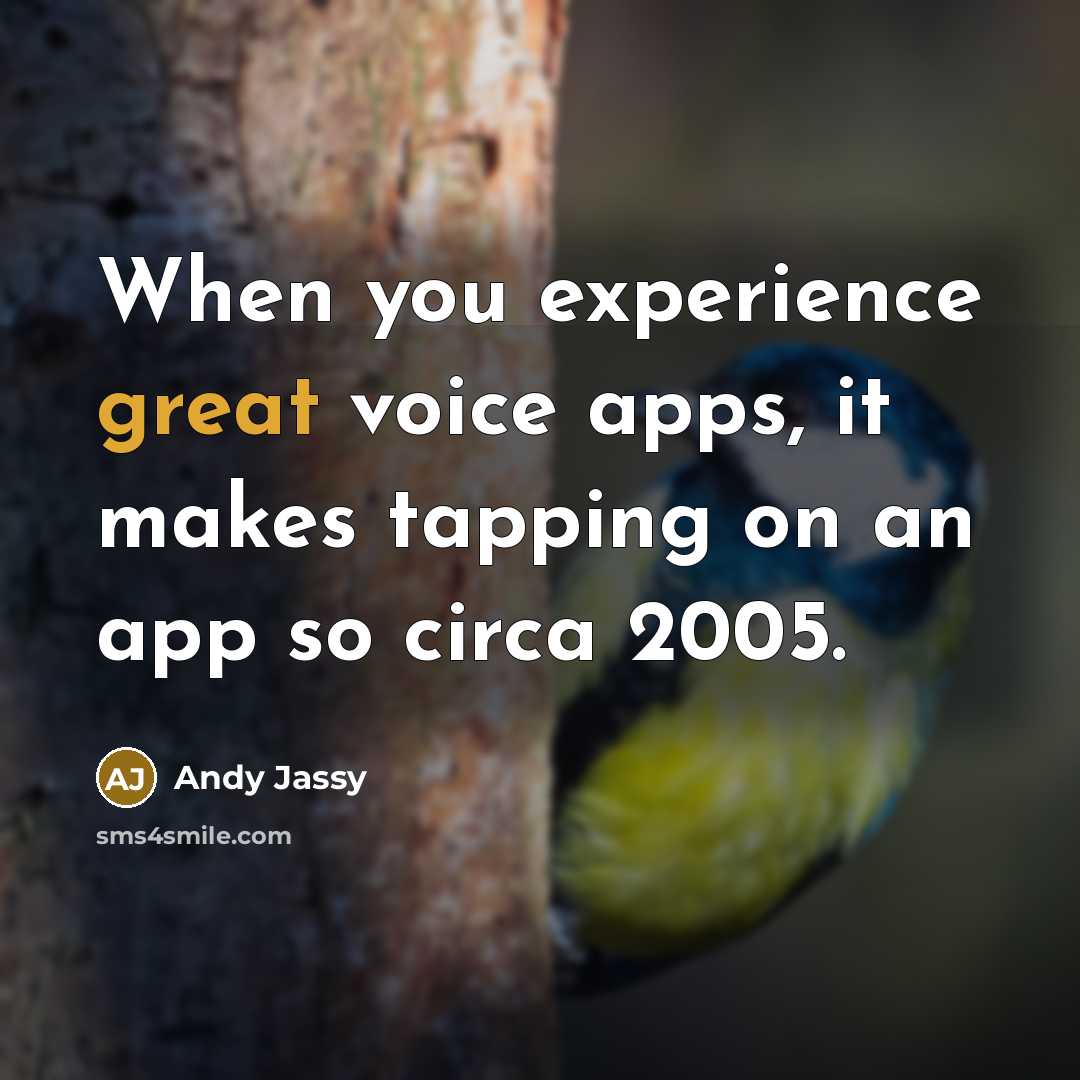 “When you experience great voice apps, it makes tapping on an app so circa 2005.” quote by Andy Jassy
