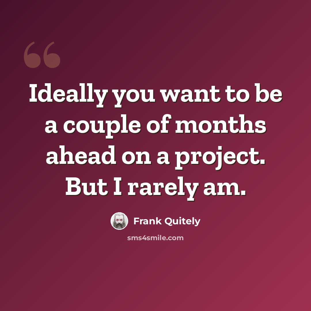 “Ideally you want to be a couple of months ahead on a project. But I rarely am.” quote by Frank Quitely