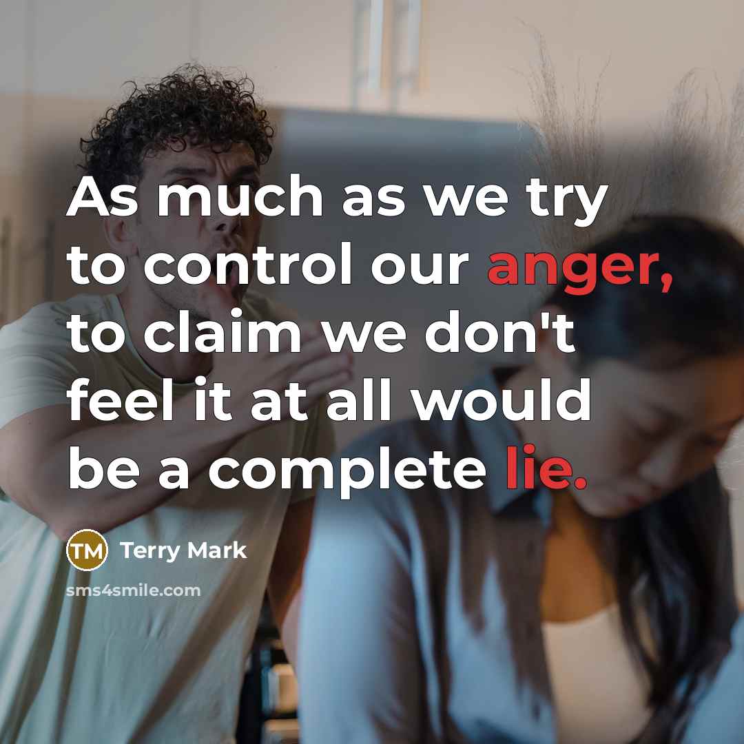“As much as we try to control our anger, to claim we don't feel it at all would be a complete lie.” quote by Terry Mark