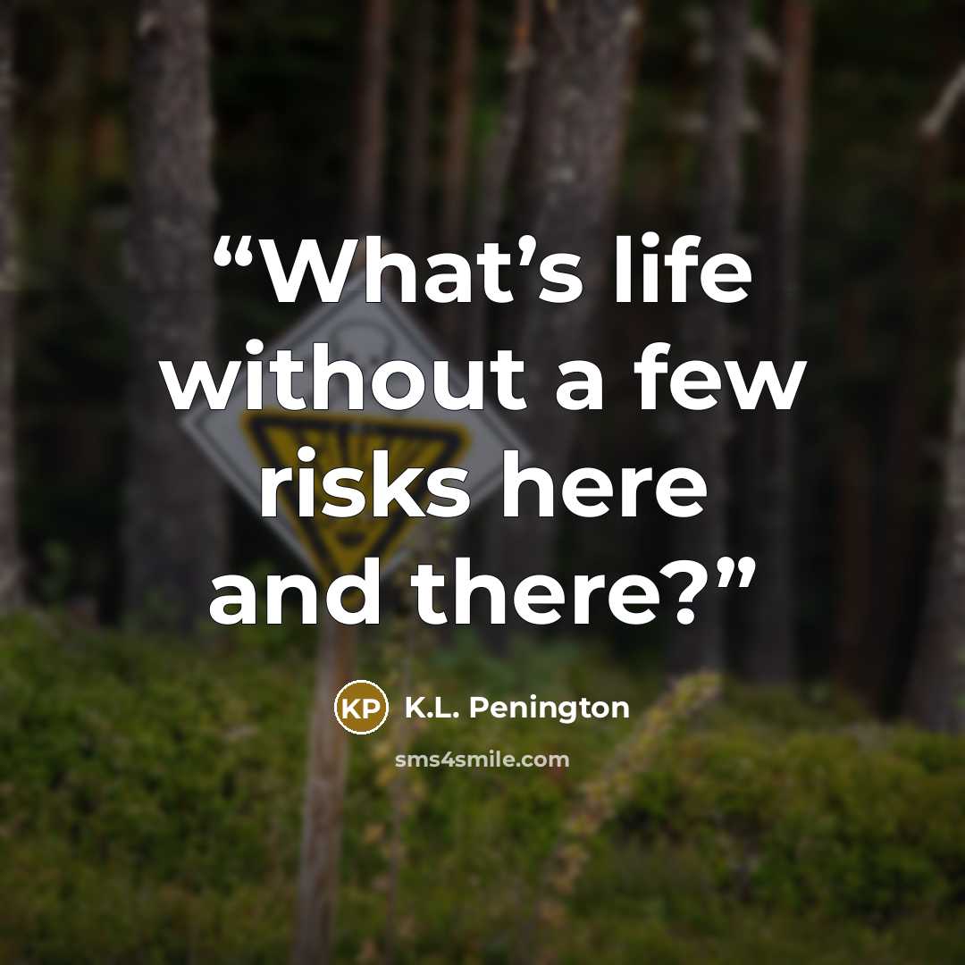 “What’s life without a few risks here and there?” quote by K.L. Penington