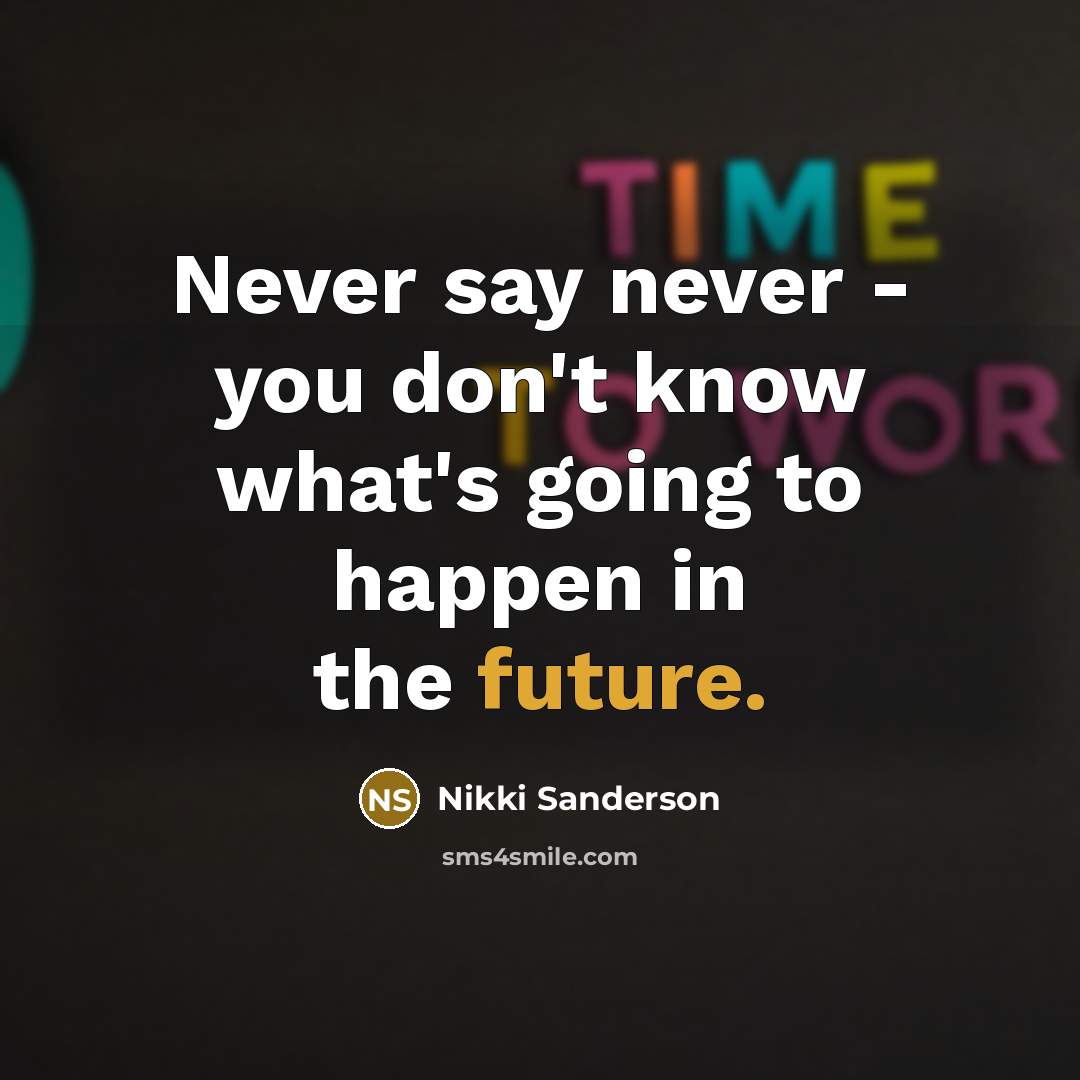 “Never say never - you don't know what's going to happen in the future.” quote by Nikki Sanderson