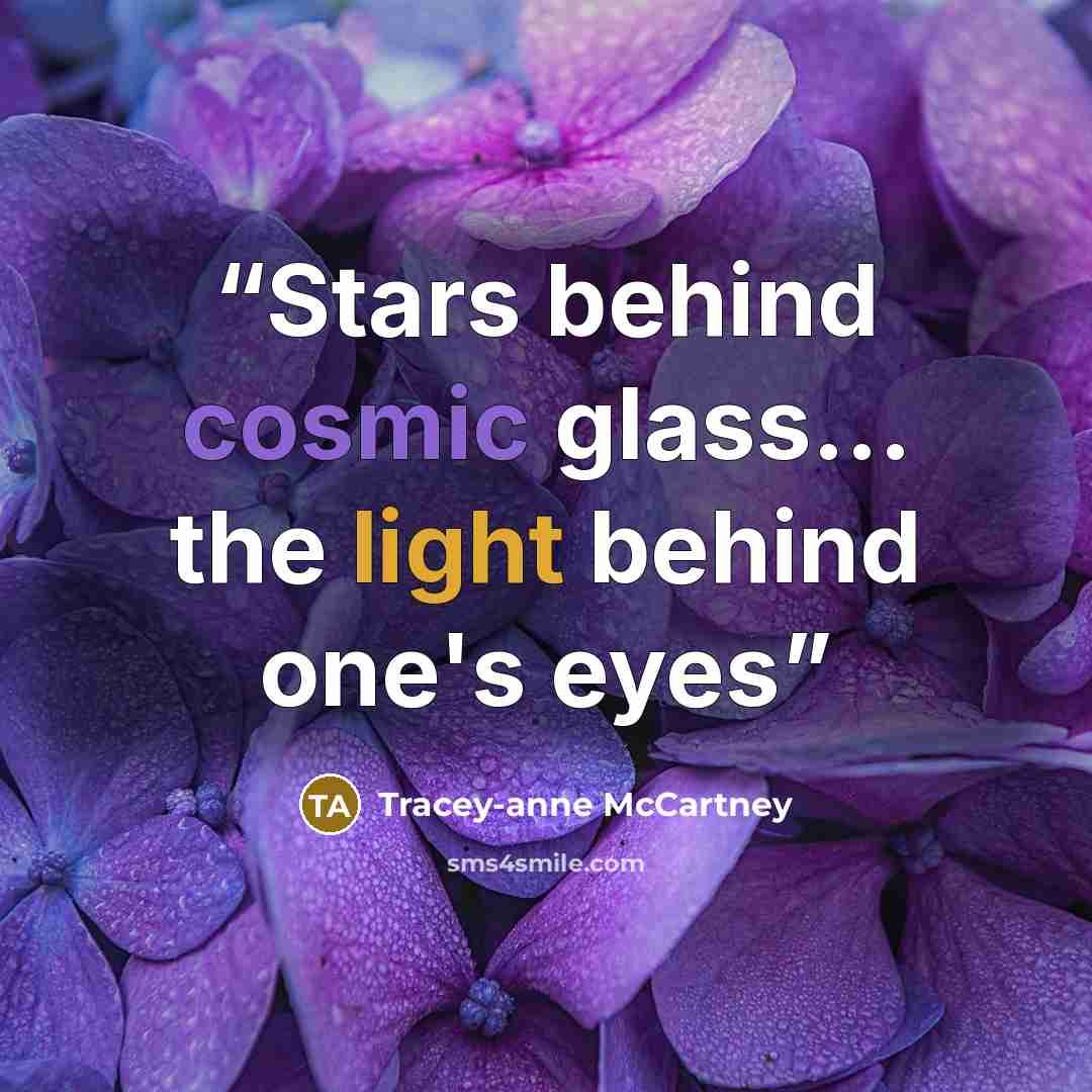 “Stars behind cosmic glass... the light behind one's eyes” quote by Tracey-anne McCartney