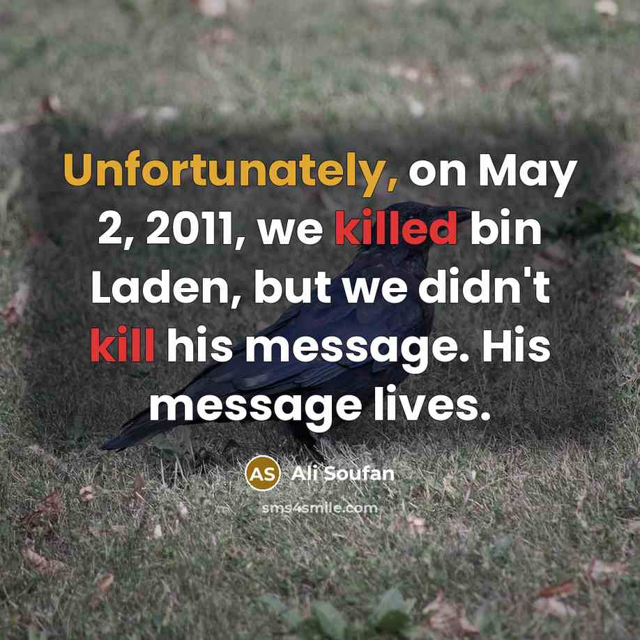 “Unfortunately, on May 2, 2011, we killed bin Laden, but we didn't kill his message. His message lives.” quote by Ali Soufan