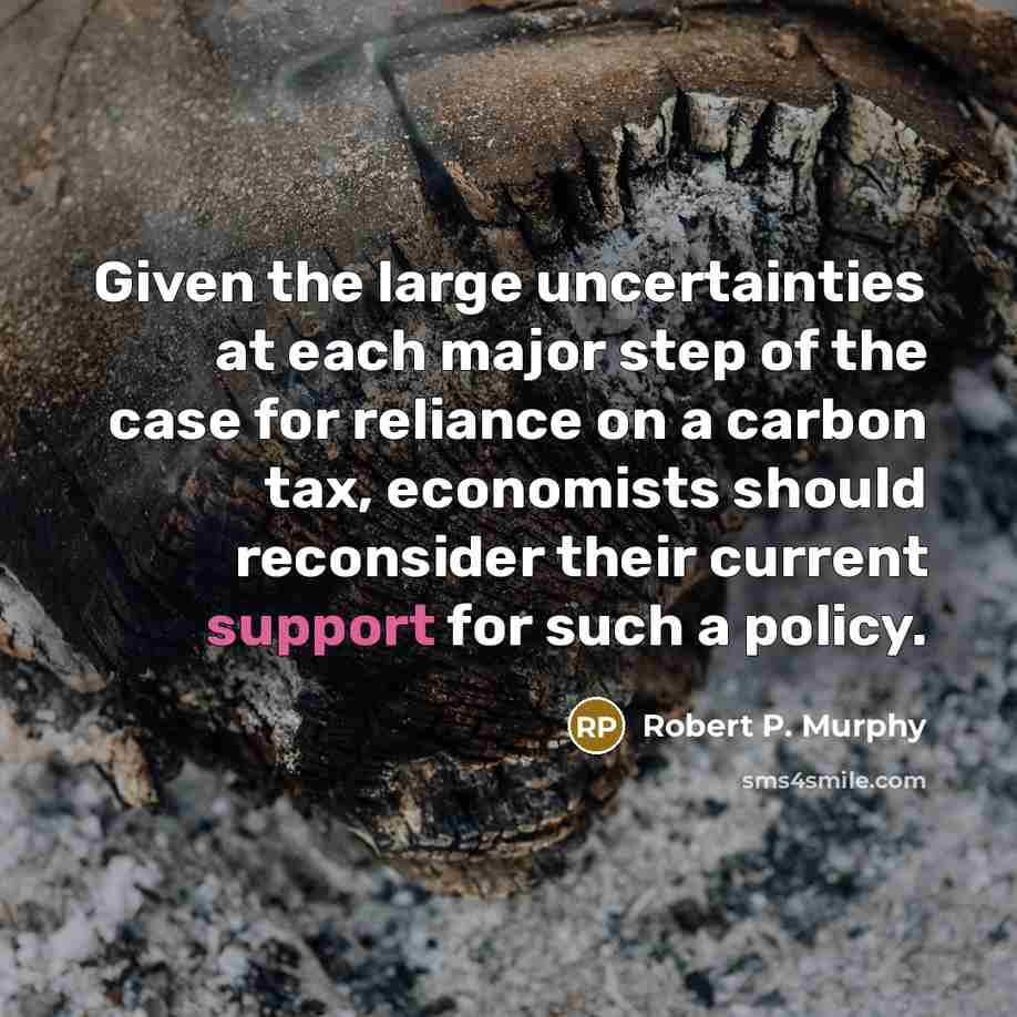“Given the large uncertainties at each major step of the case for reliance on a carbon tax, economists should reconsider their current support for such a policy.” quote by Robert P. Murphy