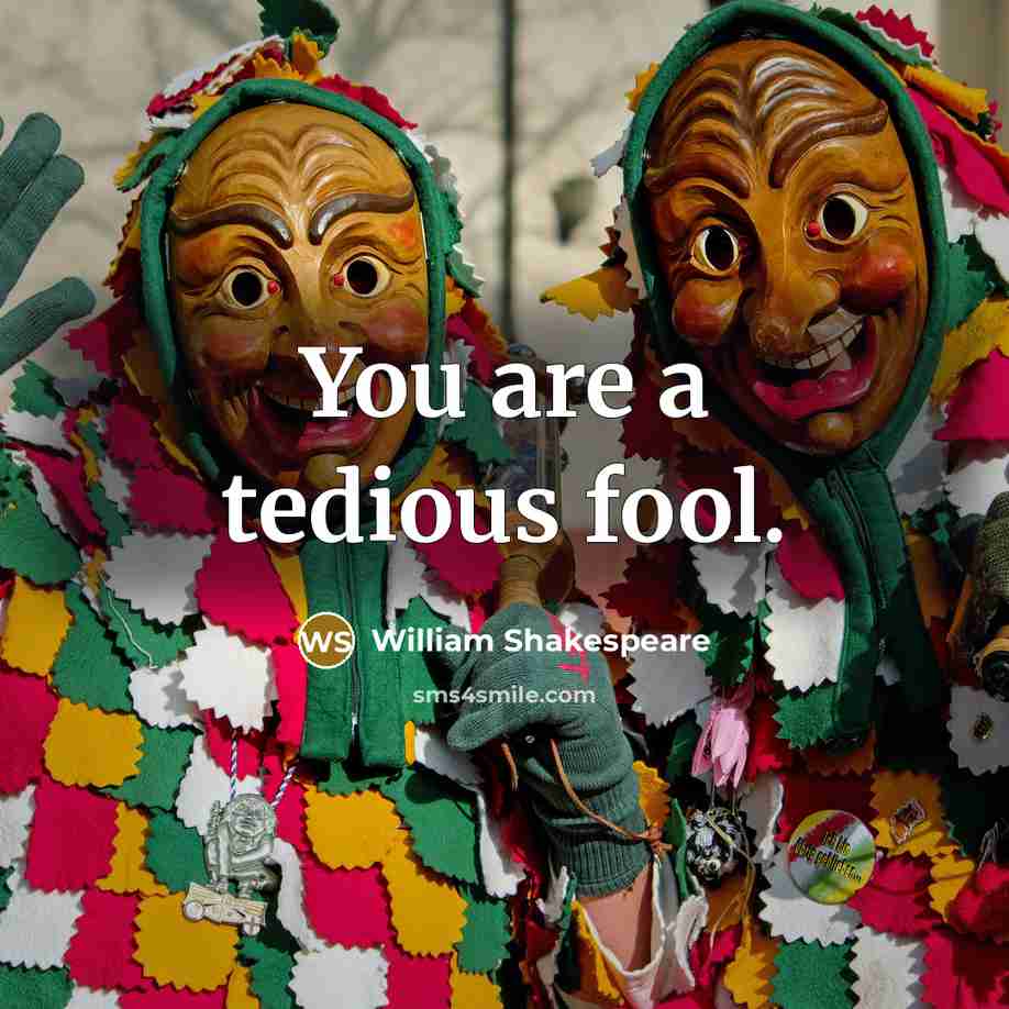 “You are a tedious fool.” quote by William Shakespeare