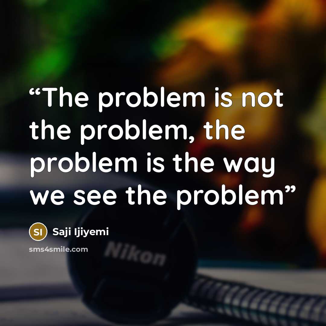“The problem is not the problem, the problem is the way we see the problem” quote by Saji Ijiyemi