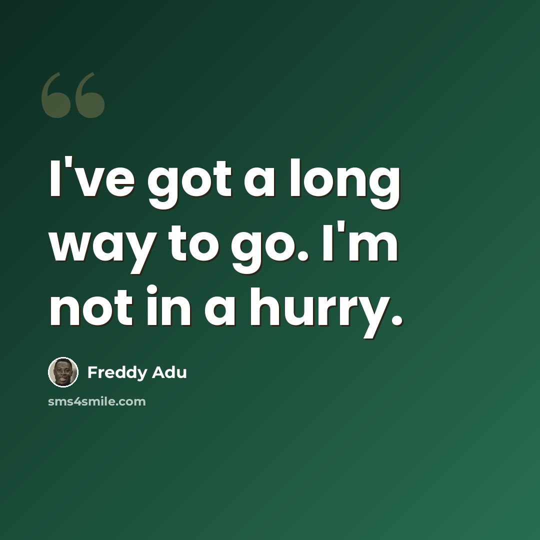 “I've got a long way to go. I'm not in a hurry.” quote by Freddy Adu