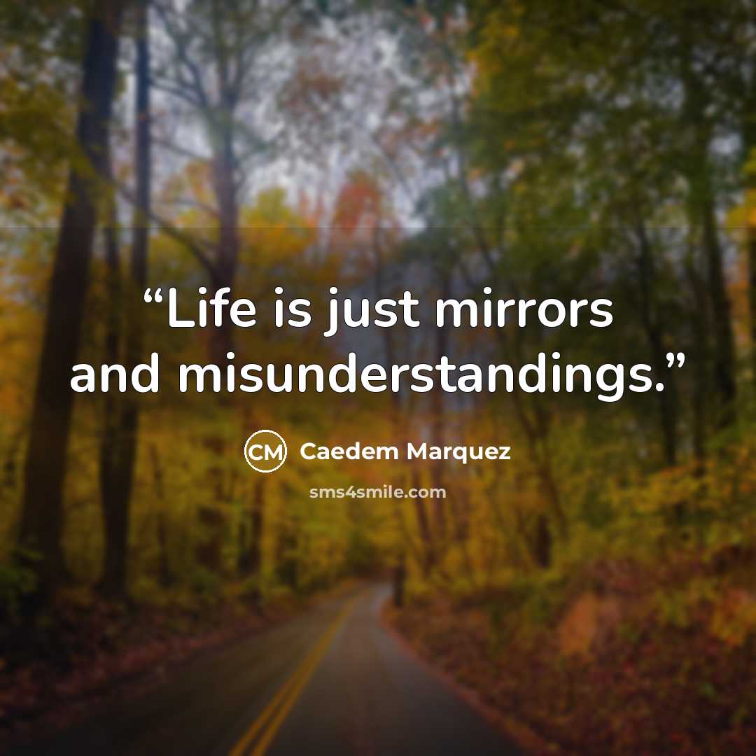 “Life is just mirrors and misunderstandings.” quote by Caedem Marquez