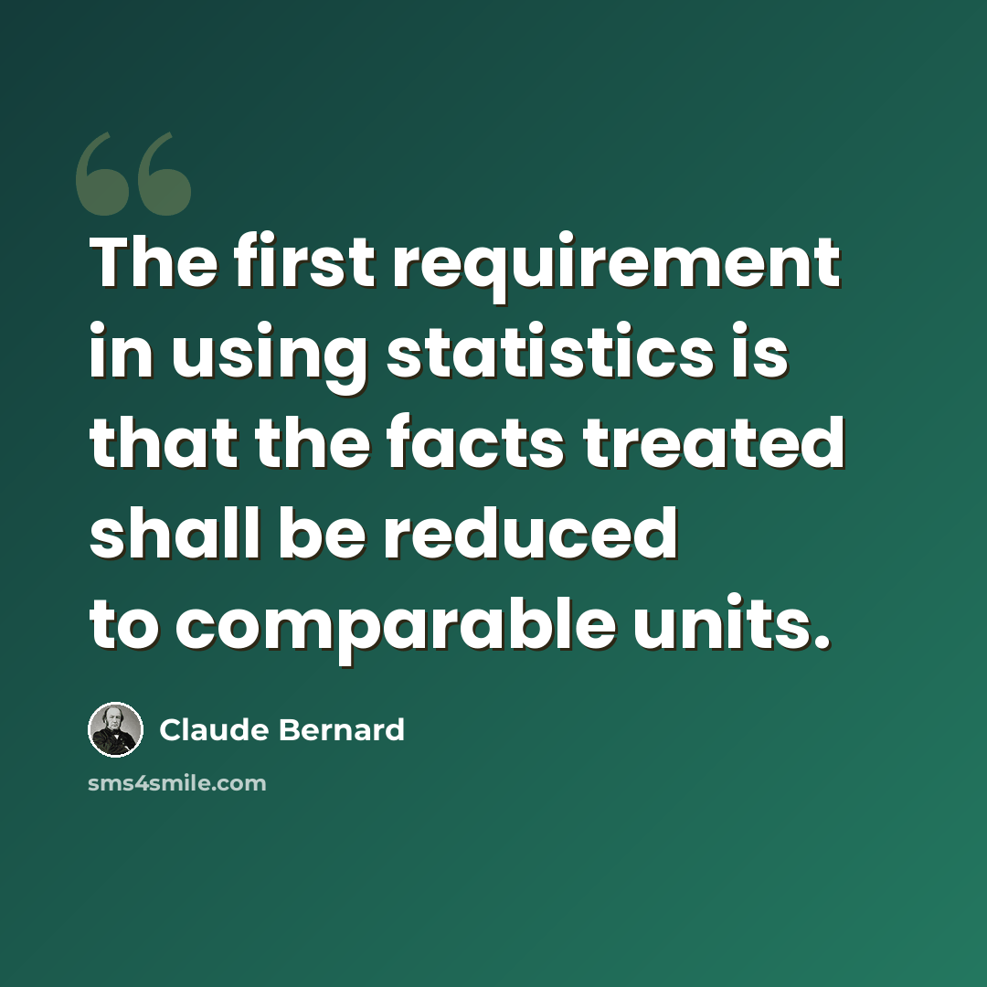“The first requirement in using statistics is that the facts treated shall be reduced to comparable units.” quote by Claude Bernard