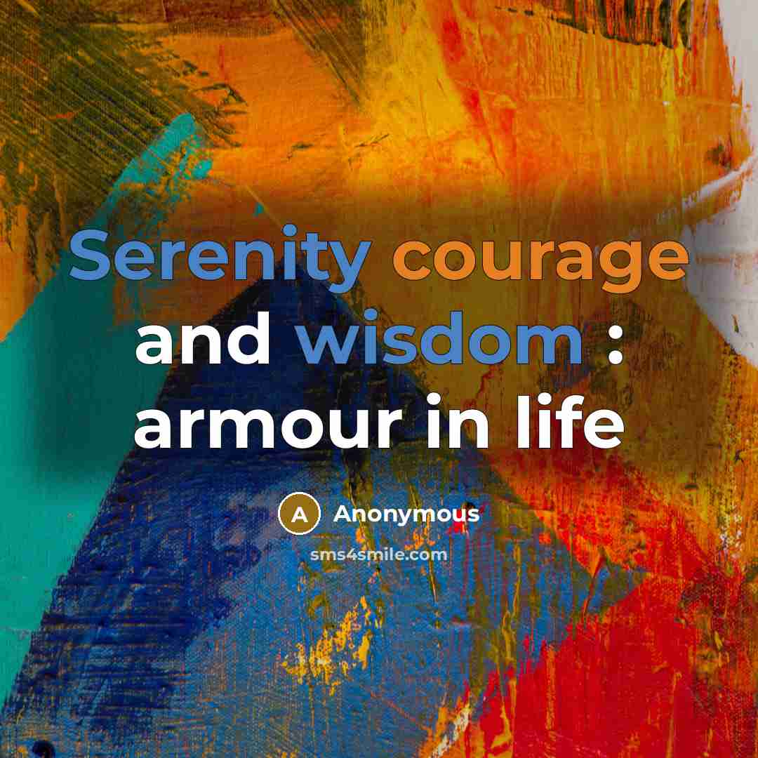 “Serenity courage and wisdom : armour in life” quote by Anonymous
