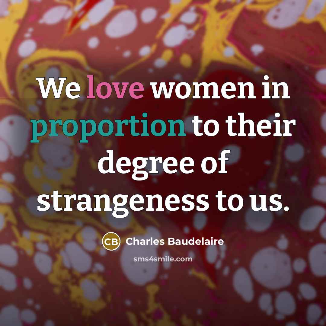“We love women in proportion to their degree of strangeness to us.” quote by Charles Baudelaire