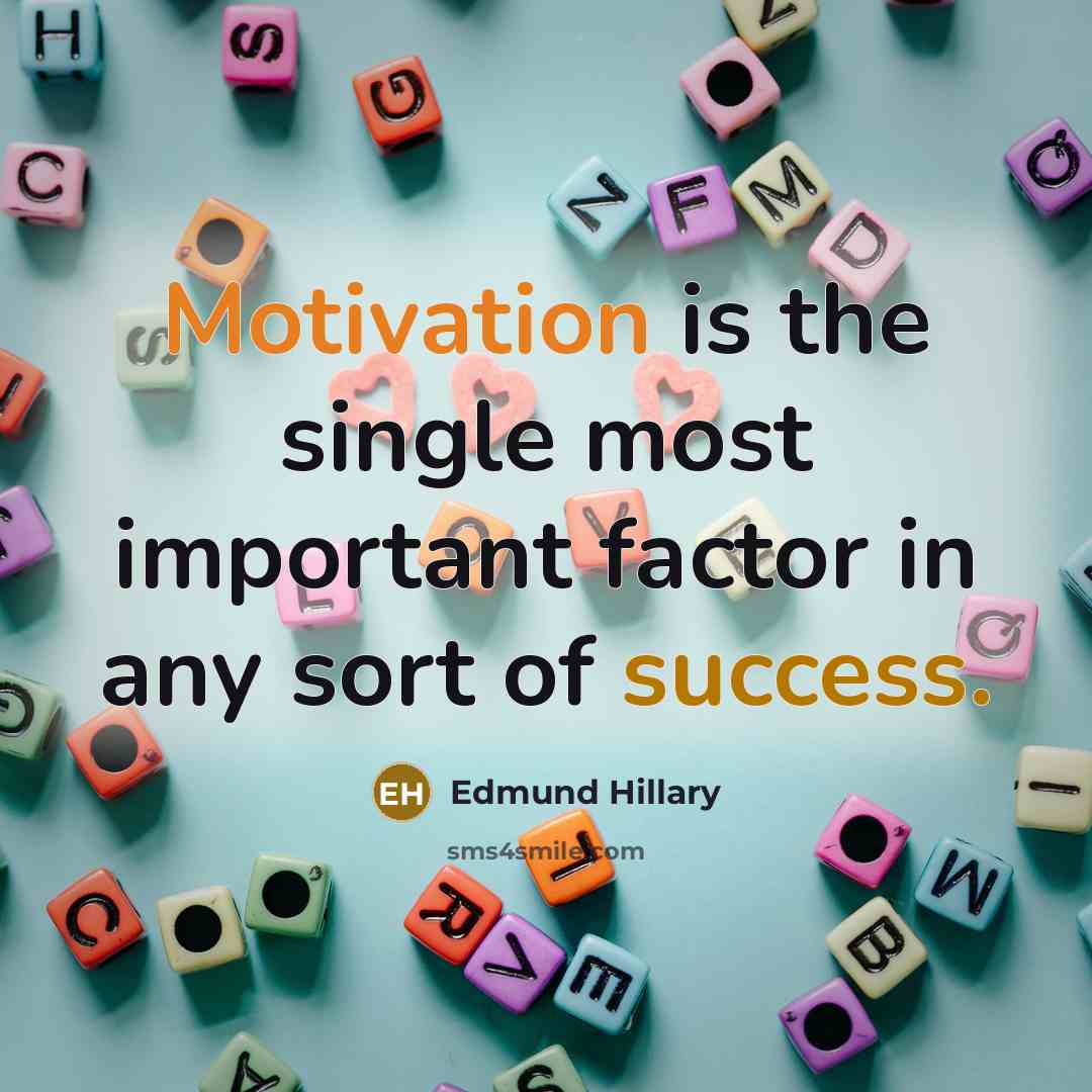 “Motivation is the single most important factor in any sort of success.” quote by Edmund Hillary