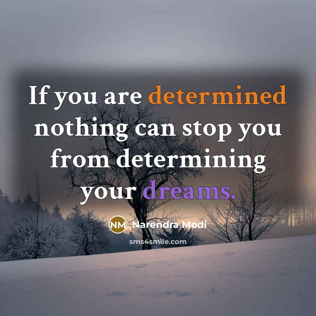 “If you are determined nothing can stop you from determining your dreams.” quote by Narendra Modi