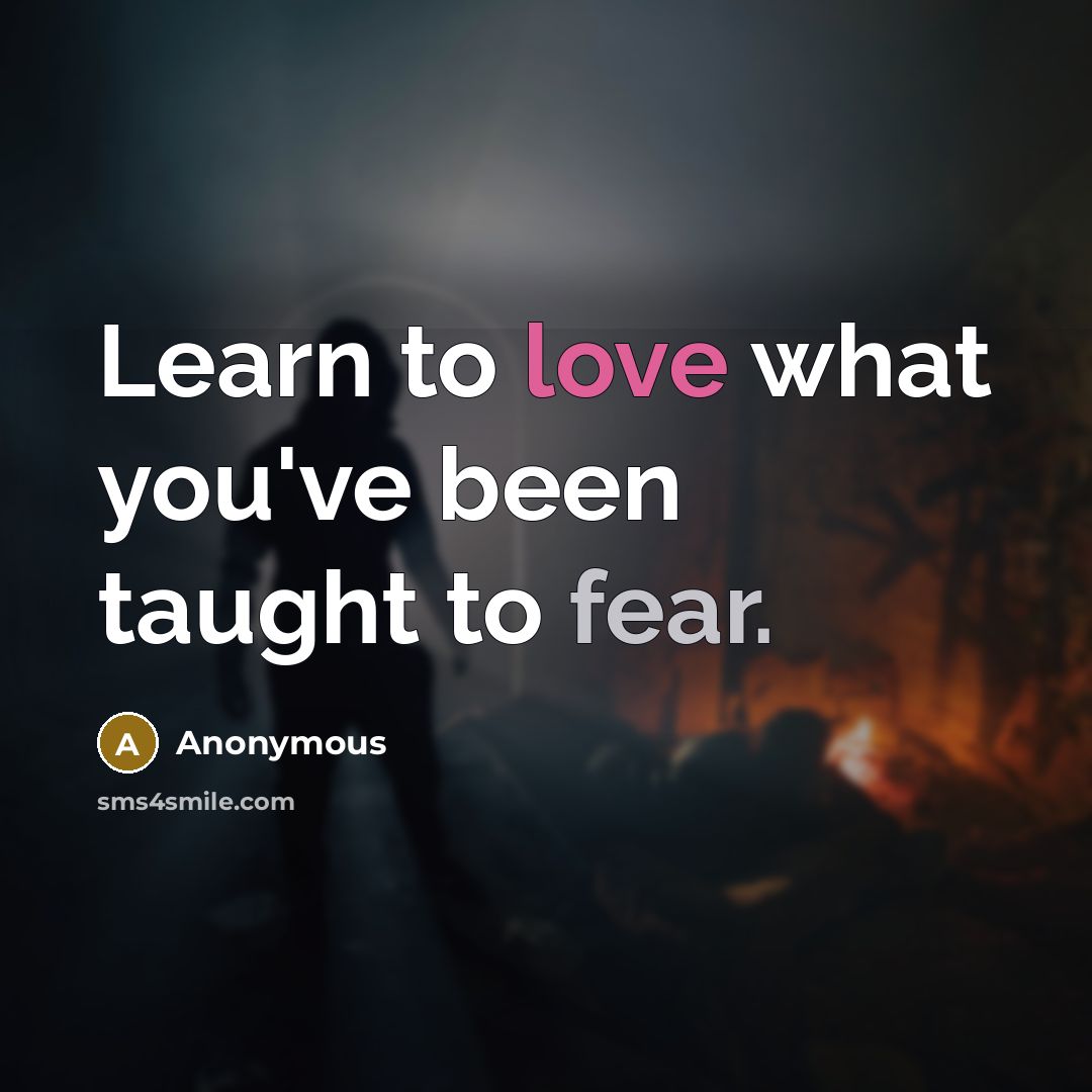 “Learn to love what you've been taught to fear.” quote by Anonymous