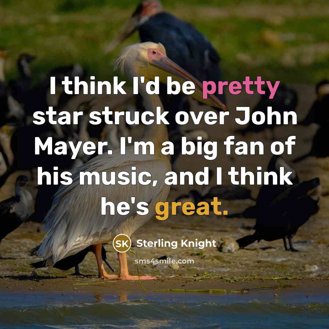 “I think I'd be pretty star struck over John Mayer. I'm a big fan of his music, and I think he's great.” quote by Sterling Knight