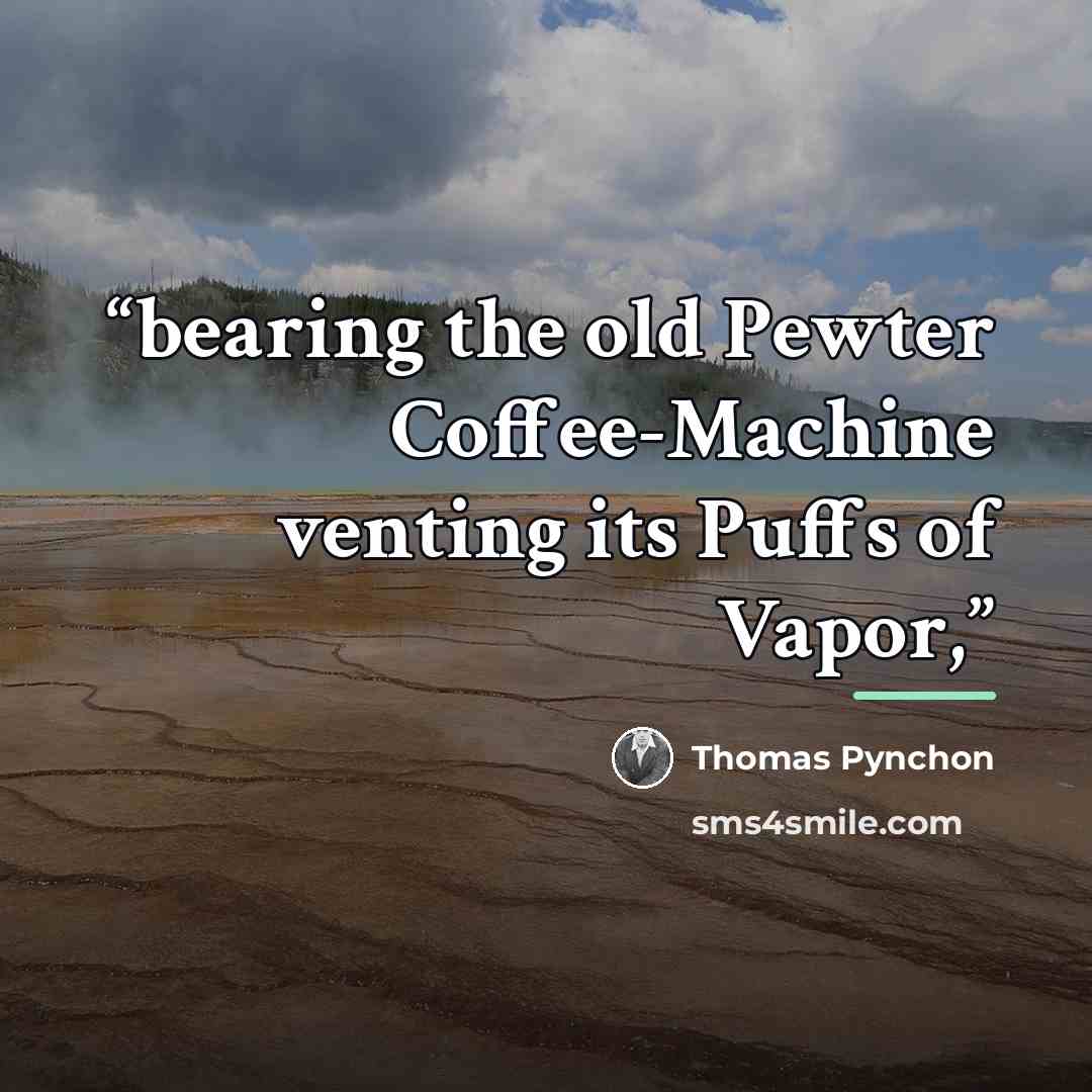 “bearing the old Pewter Coffee-Machine venting its Puffs of Vapor,” quote by Thomas Pynchon