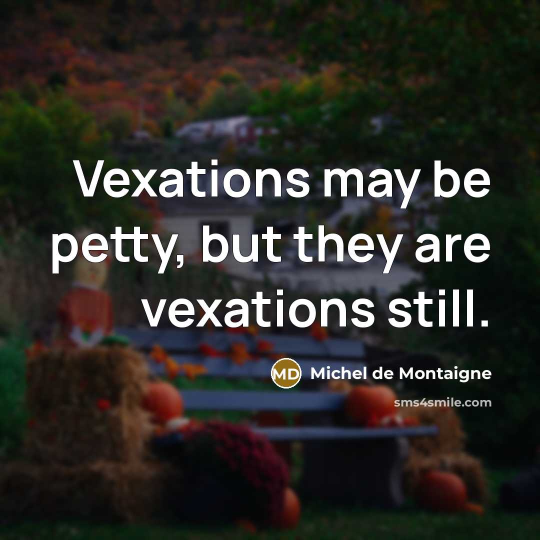 “Vexations may be petty, but they are vexations still.” quote by Michel de Montaigne