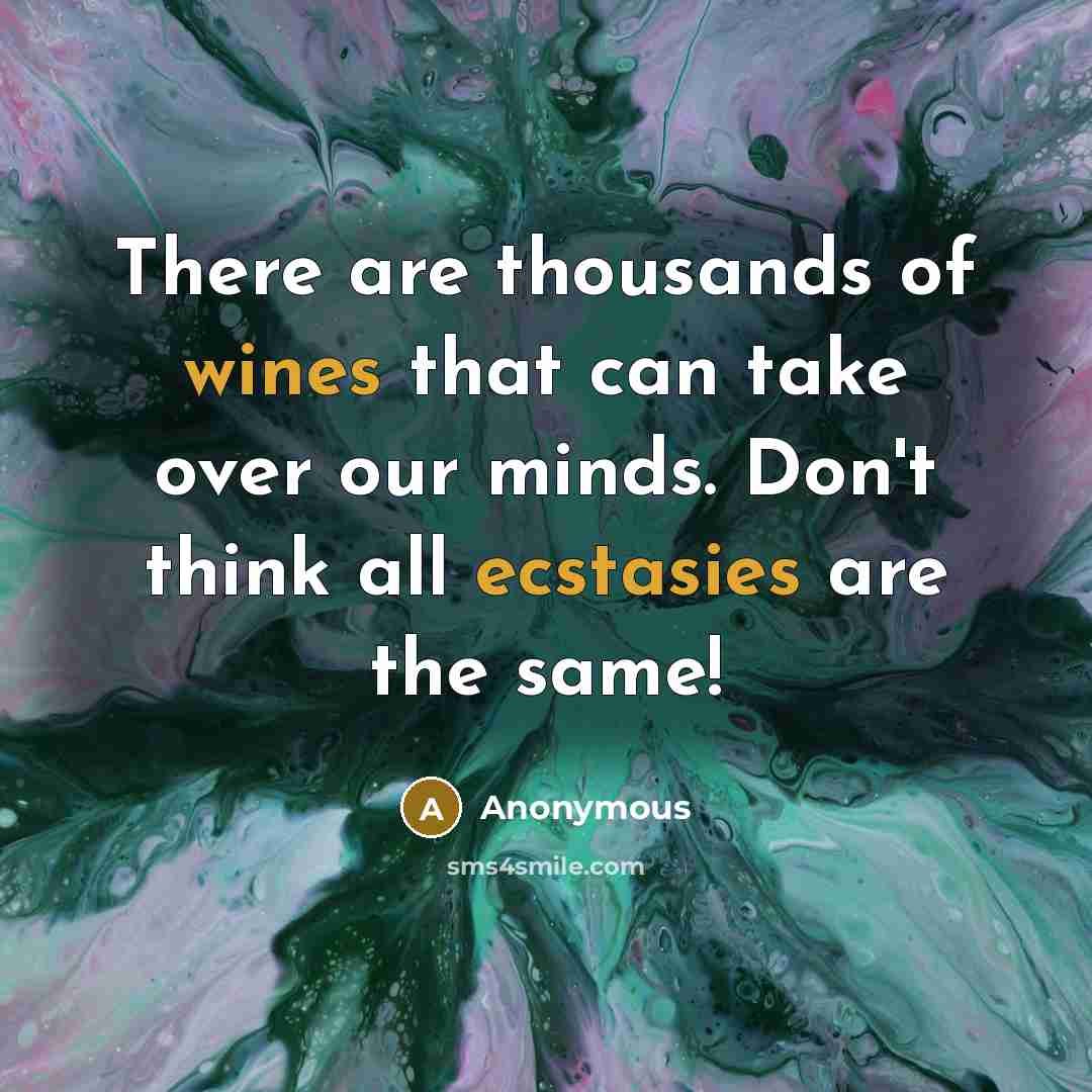 “There are thousands of wines that can take over our minds. Don't think all ecstasies are the same!” quote by Anonymous