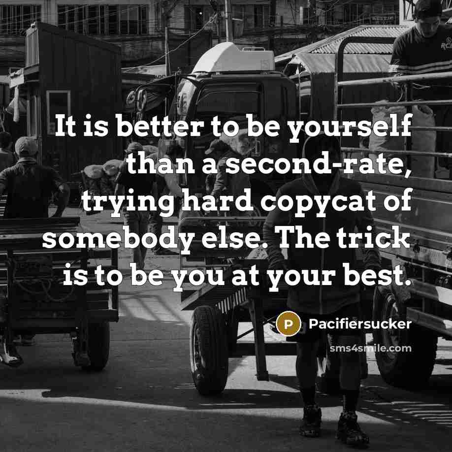 “It is better to be yourself than a second-rate, trying hard copycat of somebody else. The trick is to be you at your best.” quote by Pacifiersucker