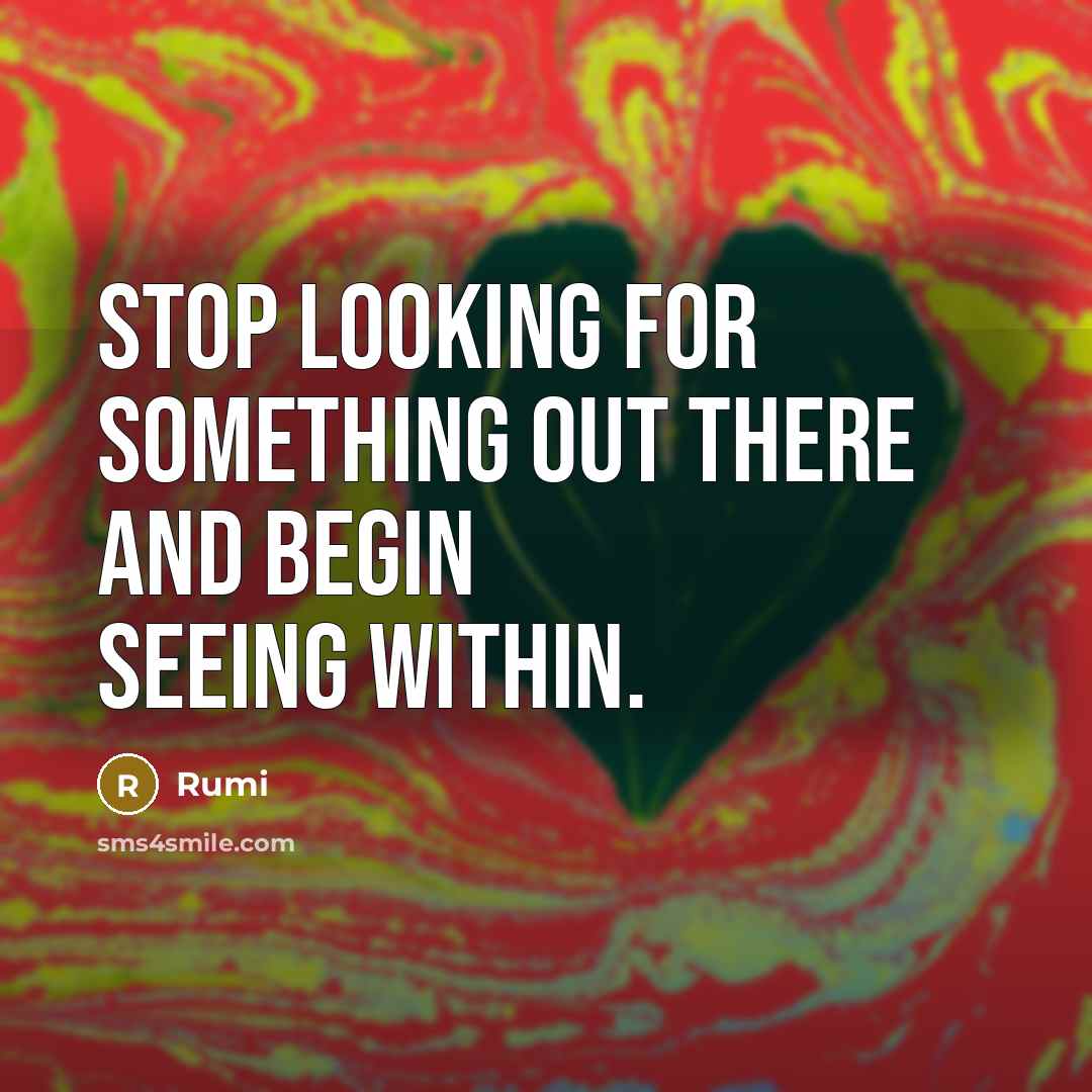“Stop looking for something out there and begin seeing within.” quote by Rumi