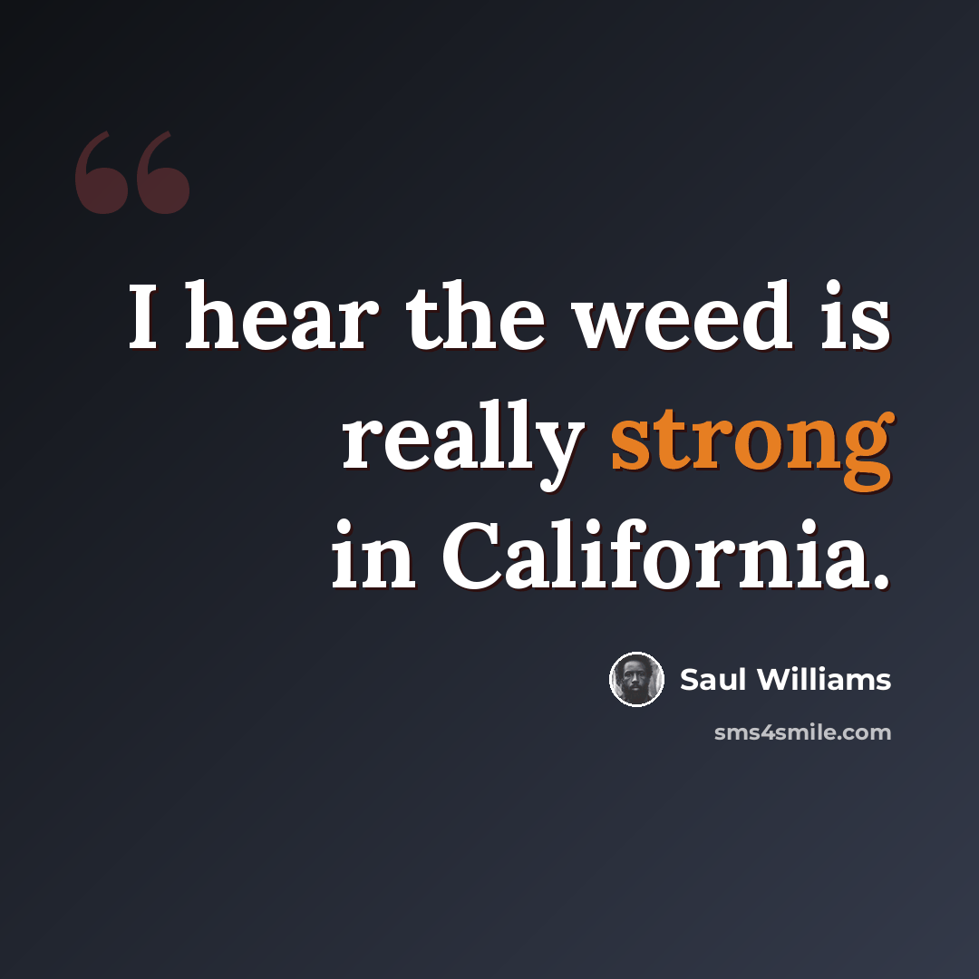 “I hear the weed is really strong in California.” quote by Saul Williams