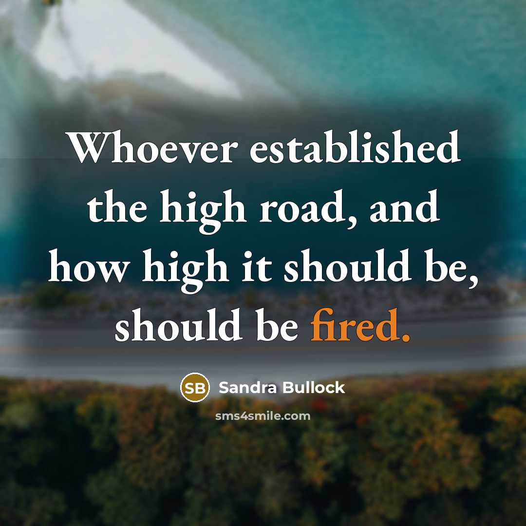 “Whoever established the high road, and how high it should be, should be fired.” quote by Sandra Bullock