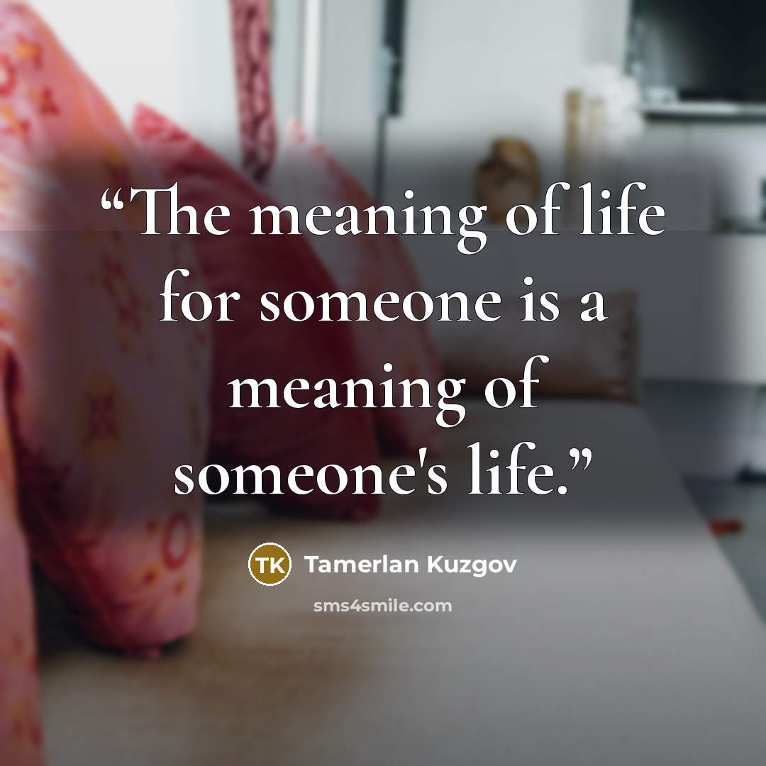 “The meaning of life for someone is a meaning of someone's life.” quote by Tamerlan Kuzgov