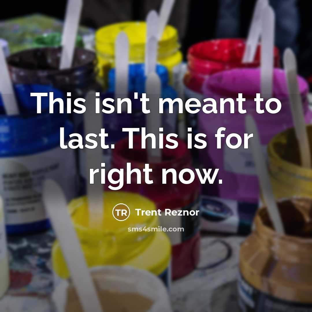 “This isn't meant to last. This is for right now.” quote by Trent Reznor