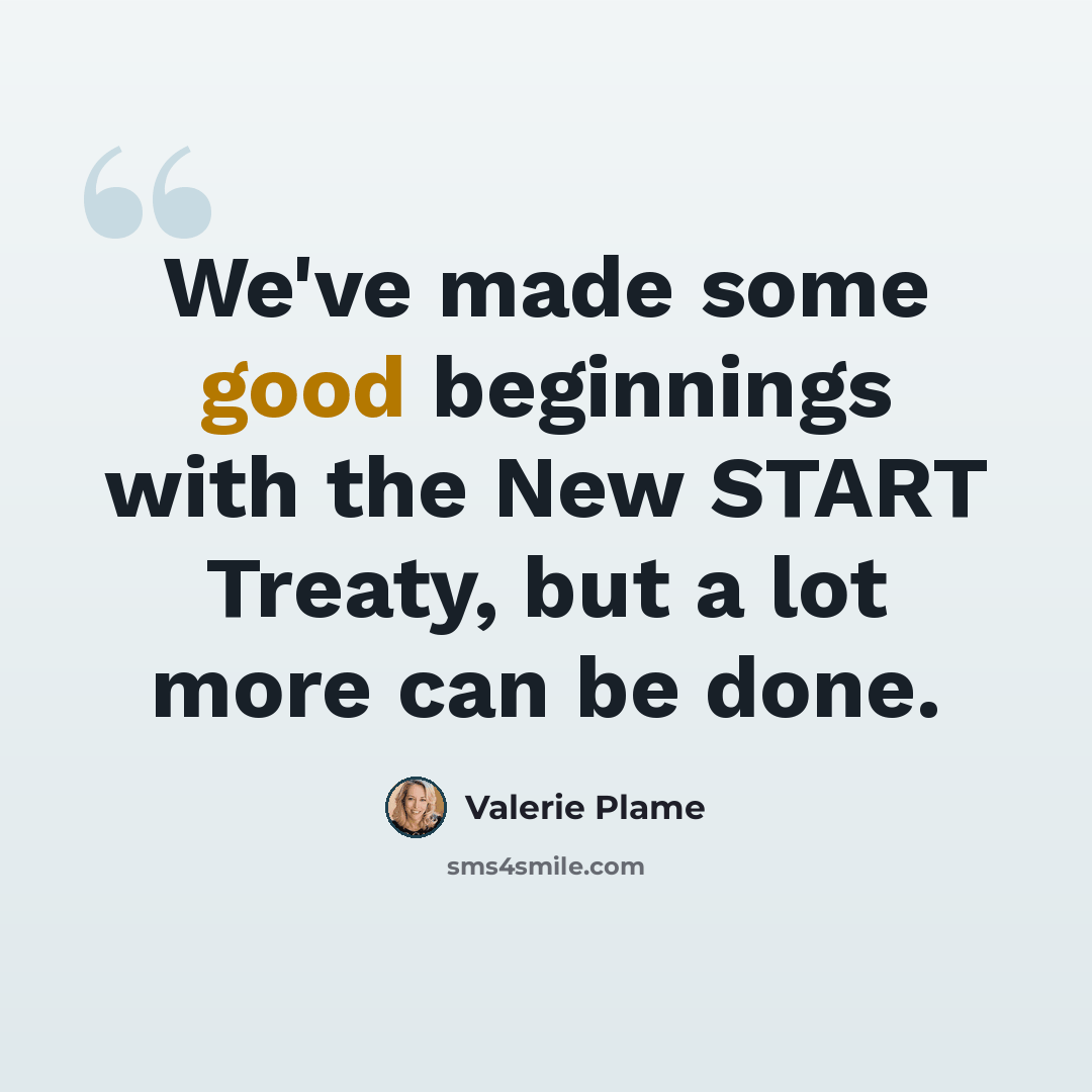 “We've made some good beginnings with the New START Treaty, but a lot more can be done.” quote by Valerie Plame