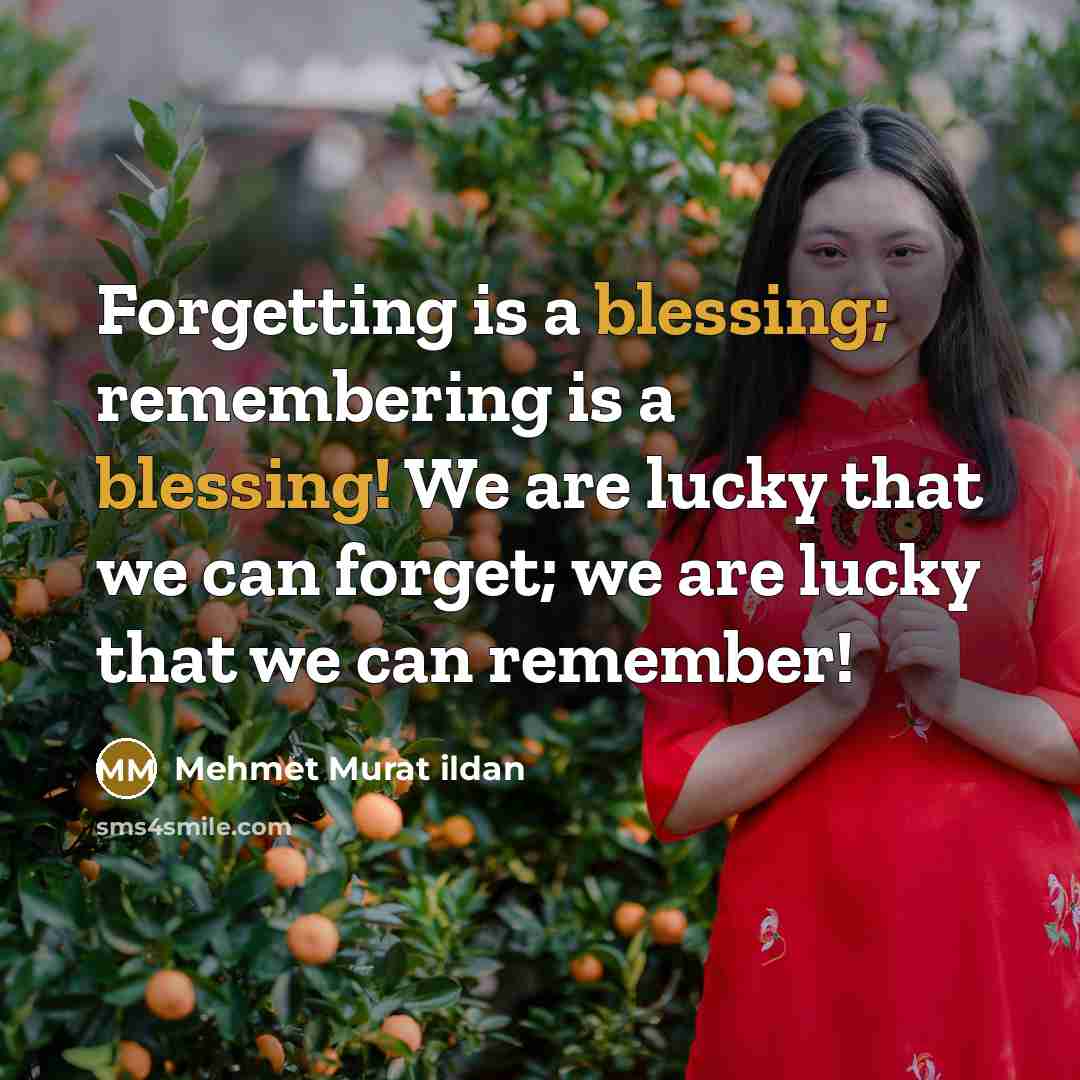 “Forgetting is a blessing; remembering is a blessing! We are lucky that we can forget; we are lucky that we can remember!” quote by Mehmet Murat Ildan