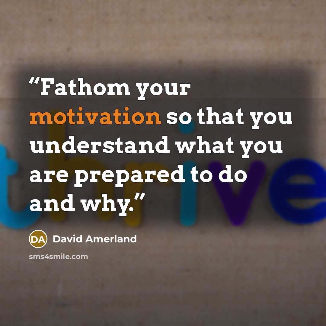 “Fathom your motivation so that you understand what you are prepared to do and why.” quote by David Amerland