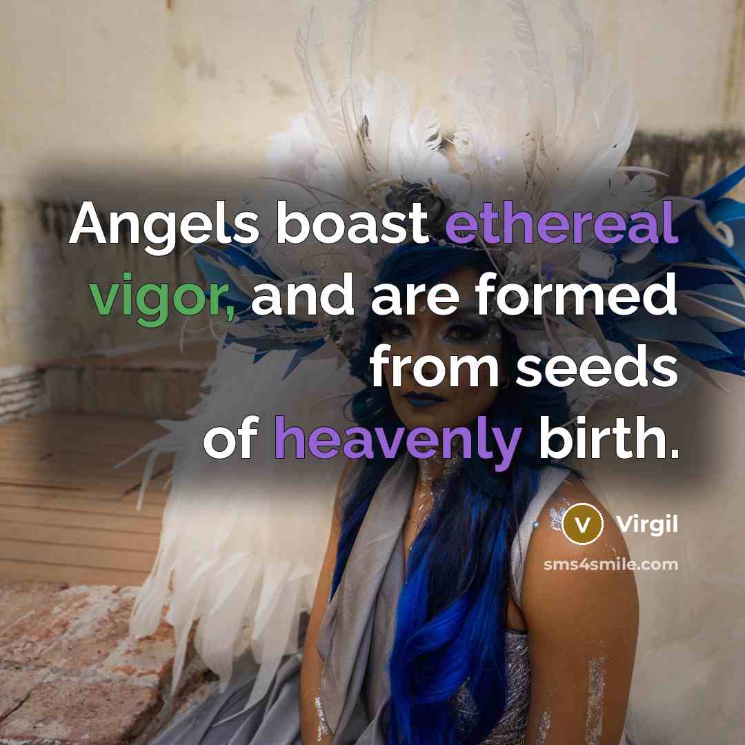 “Angels boast ethereal vigor, and are formed from seeds of heavenly birth.” quote by Virgil