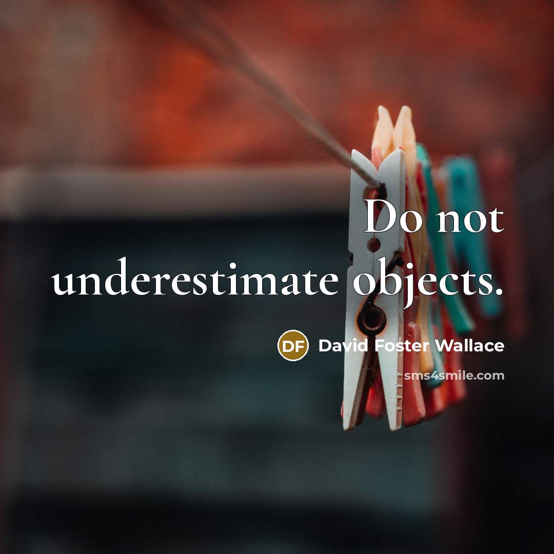 “Do not underestimate objects.” quote by David Foster Wallace