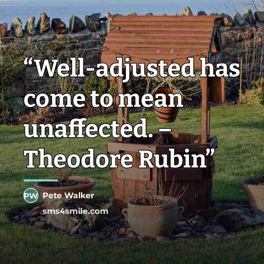 “Well-adjusted has come to mean unaffected. – Theodore Rubin” quote by Pete Walker