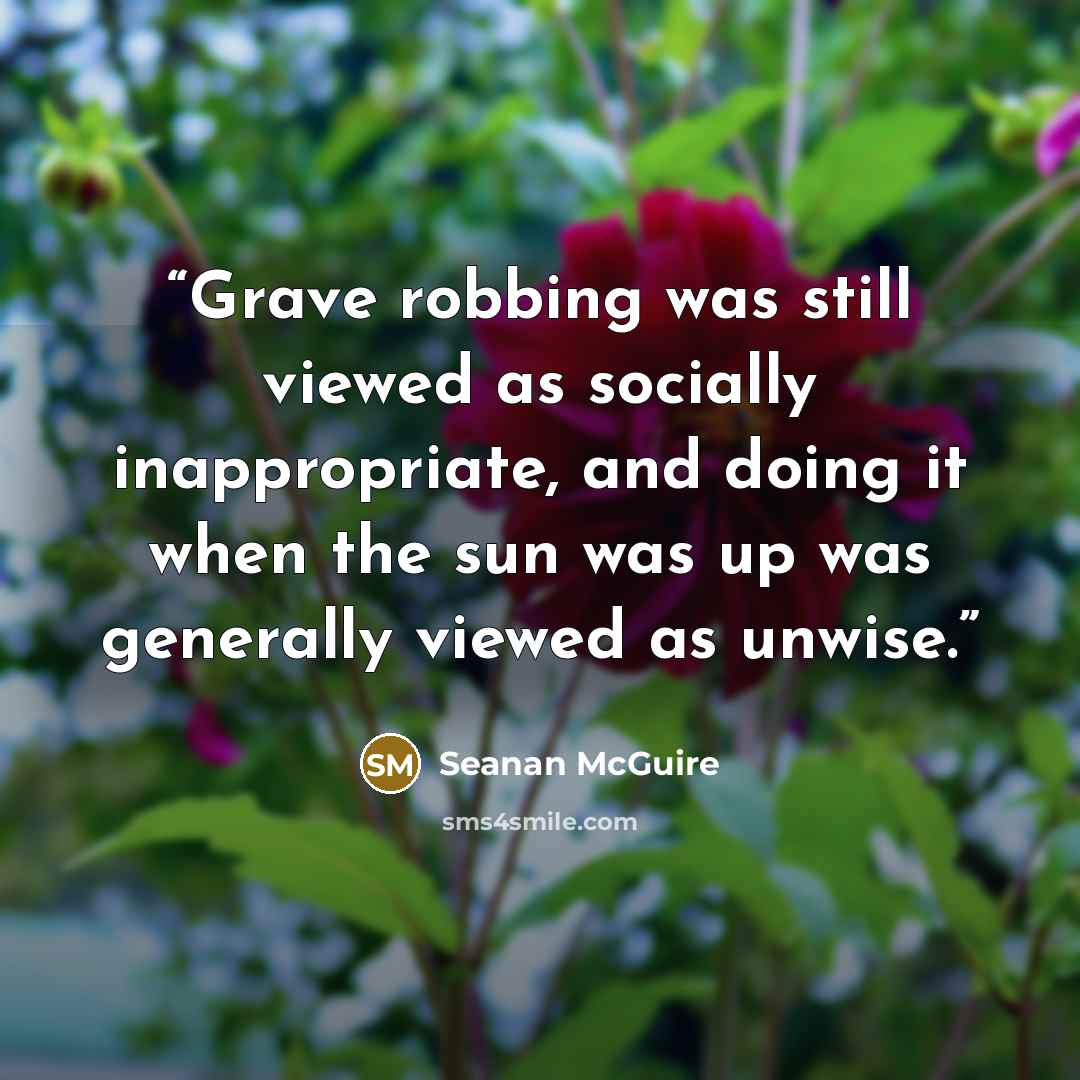 “Grave robbing was still viewed as socially inappropriate, and doing it when the sun was up was generally viewed as unwise.” quote by Seanan McGuire