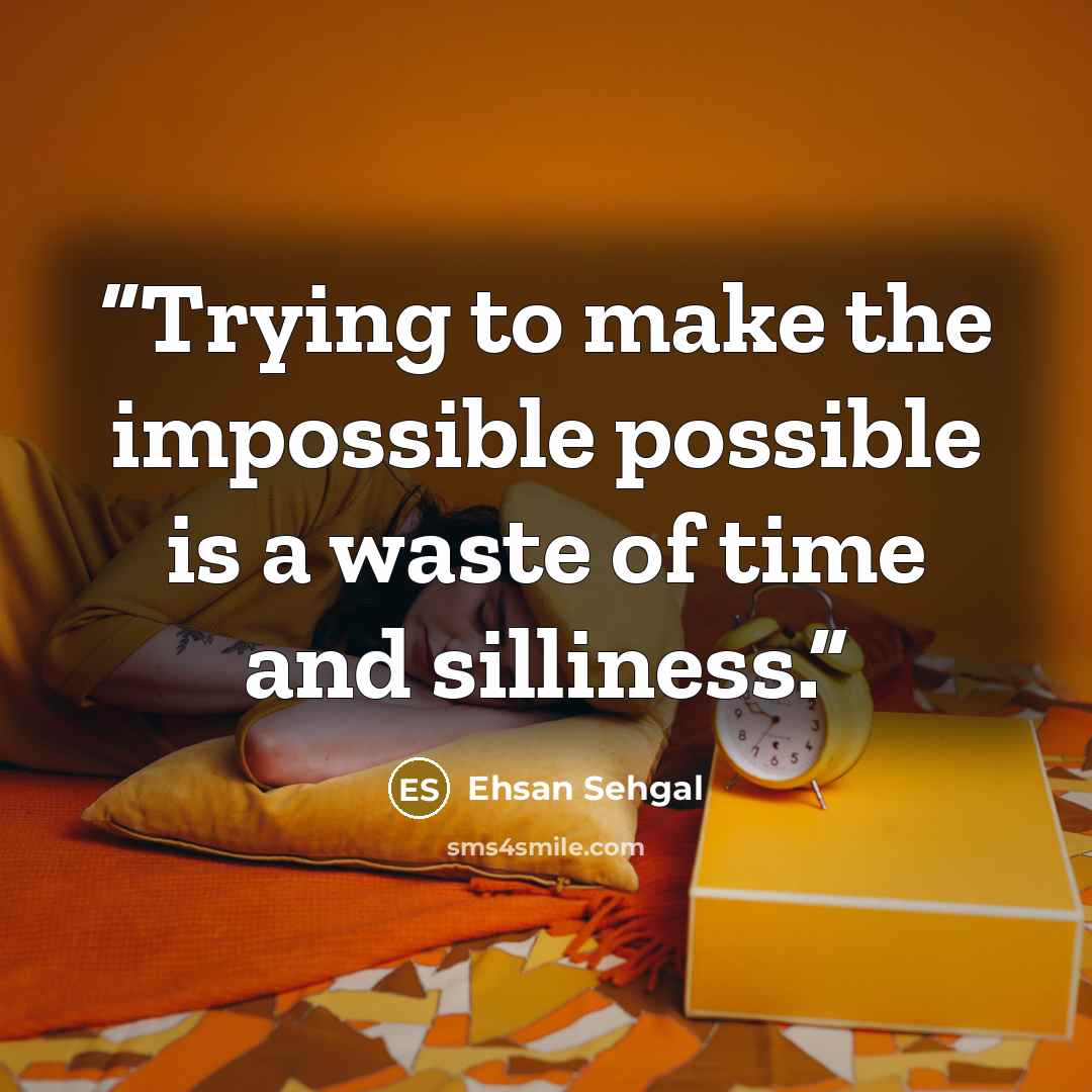“Trying to make the impossible possible is a waste of time and silliness.” quote by Ehsan Sehgal