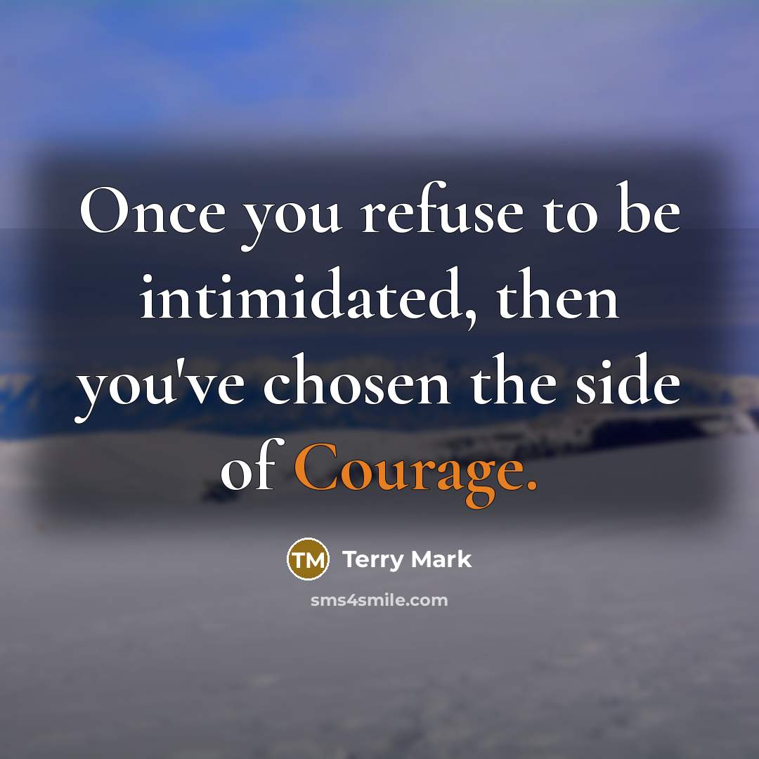 “Once you refuse to be intimidated, then you've chosen the side of Courage.” quote by Terry Mark