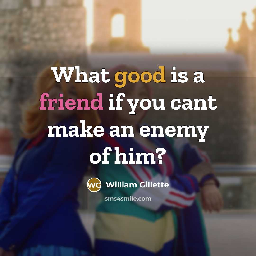 “What good is a friend if you cant make an enemy of him?” quote by William Gillette