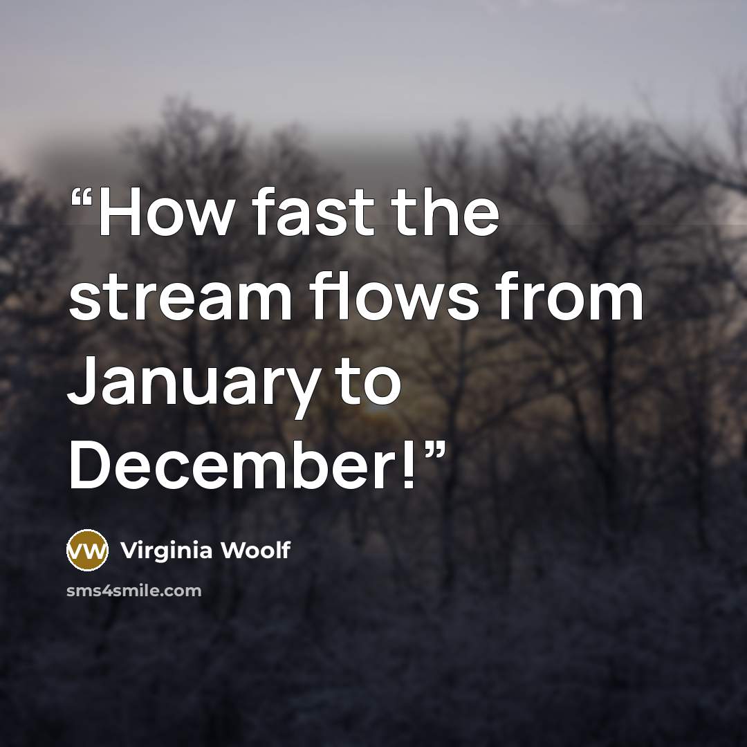 “How fast the stream flows from January to December!” quote by Virginia Woolf