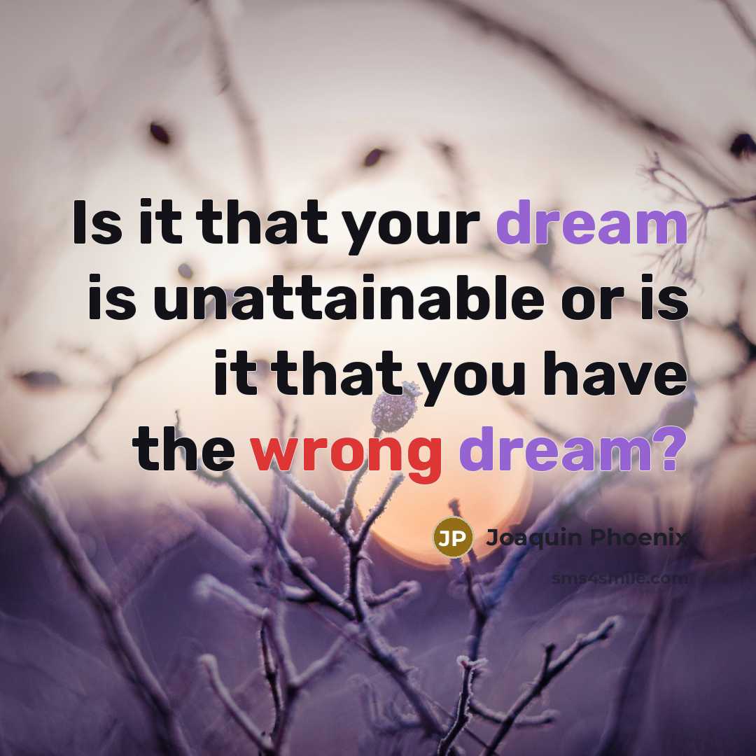 “Is it that your dream is unattainable or is it that you have the wrong dream?” quote by Joaquin Phoenix