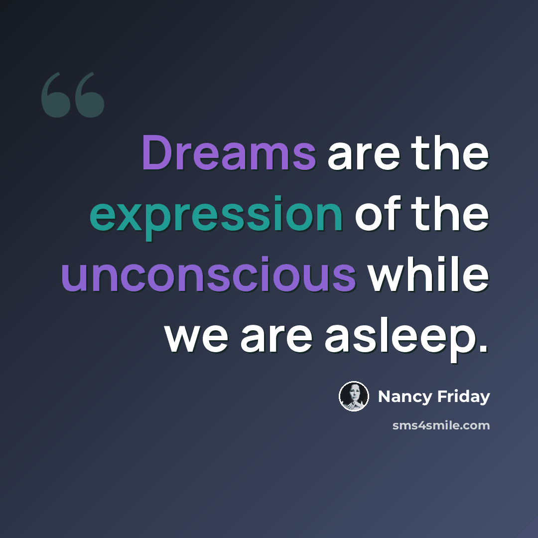 “Dreams are the expression of the unconscious while we are asleep.” quote by Nancy Friday