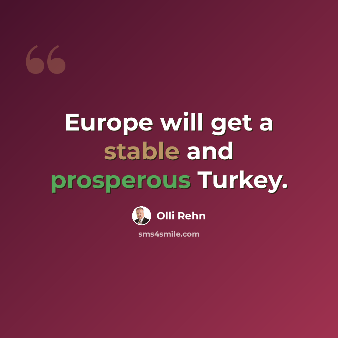 “Europe will get a stable and prosperous Turkey.” quote by Olli Rehn