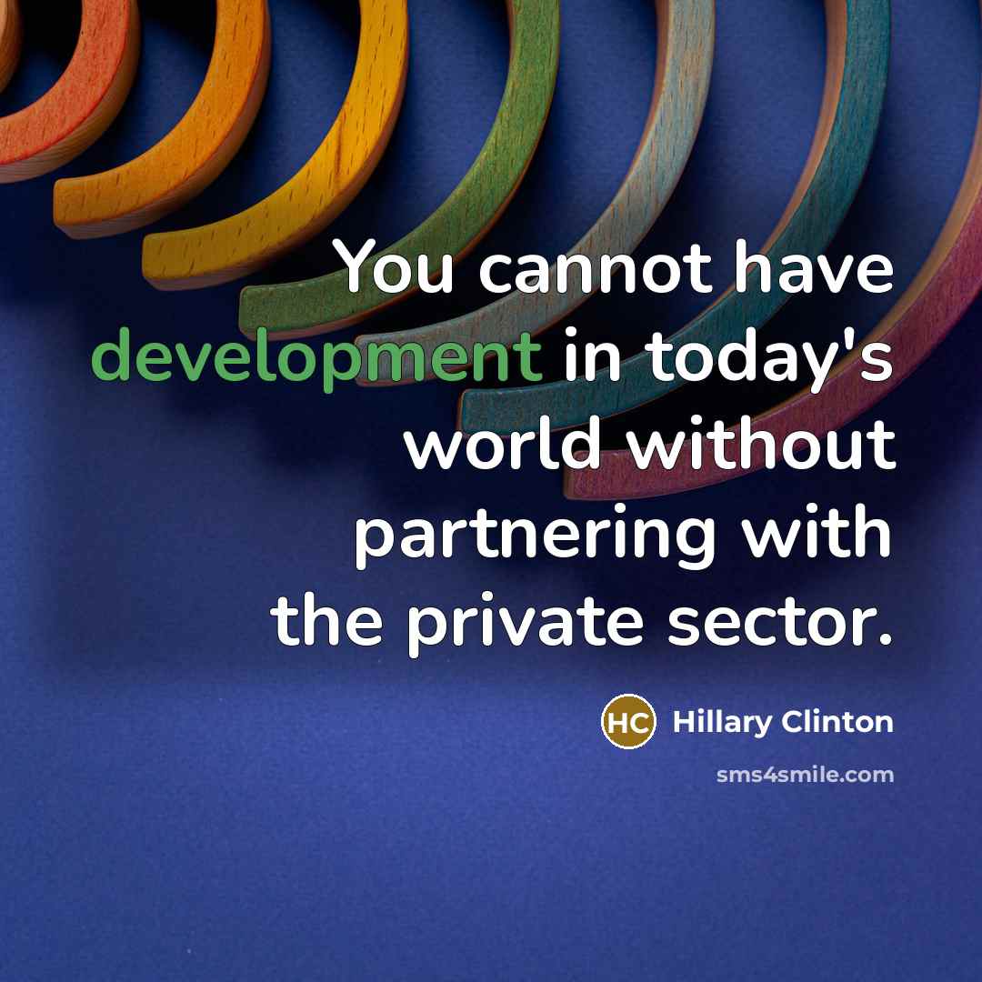 “You cannot have development in today's world without partnering with the private sector.” quote by Hillary Clinton