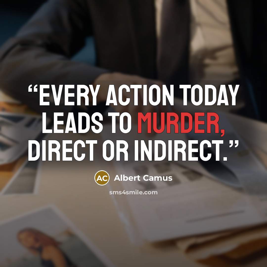 “Every action today leads to murder, direct or indirect.” quote by Albert Camus