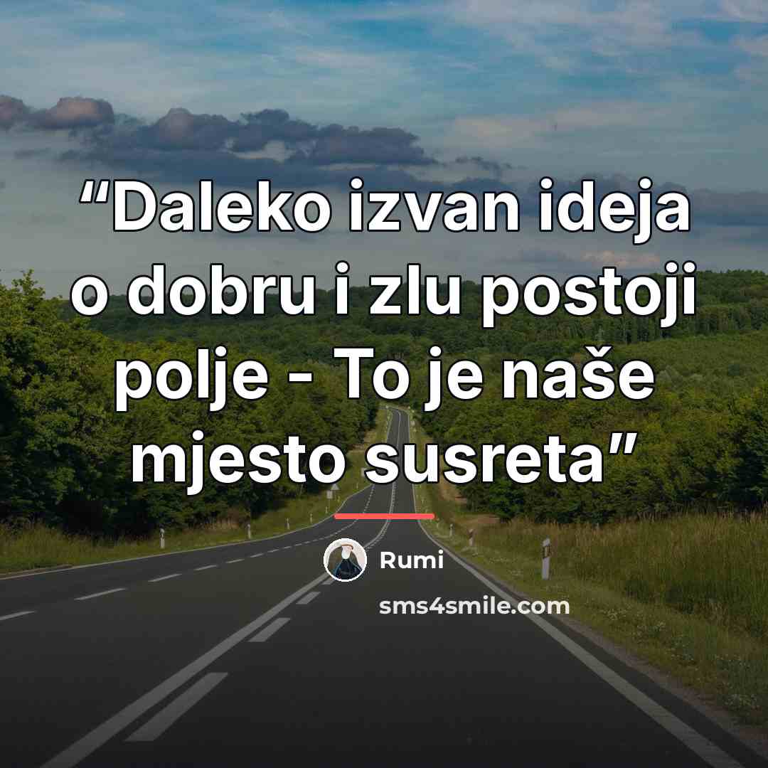 “Daleko izvan ideja o dobru i zlu postoji polje - To je naše mjesto susreta” quote by Rumi