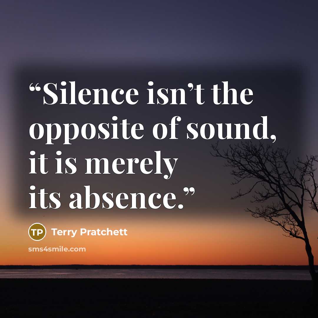 “Silence isn’t the opposite of sound, it is merely its absence.” quote by Terry Pratchett
