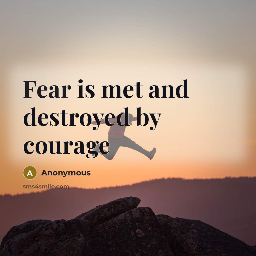“Fear is met and destroyed by courage” quote by Anonymous